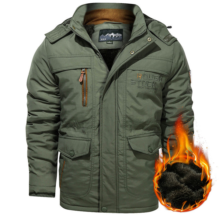 Herren nan isolierte Kapuzenparka mit Sherpa-Innenfutter, winddichter Front und Multifunktions-Taschen Drune