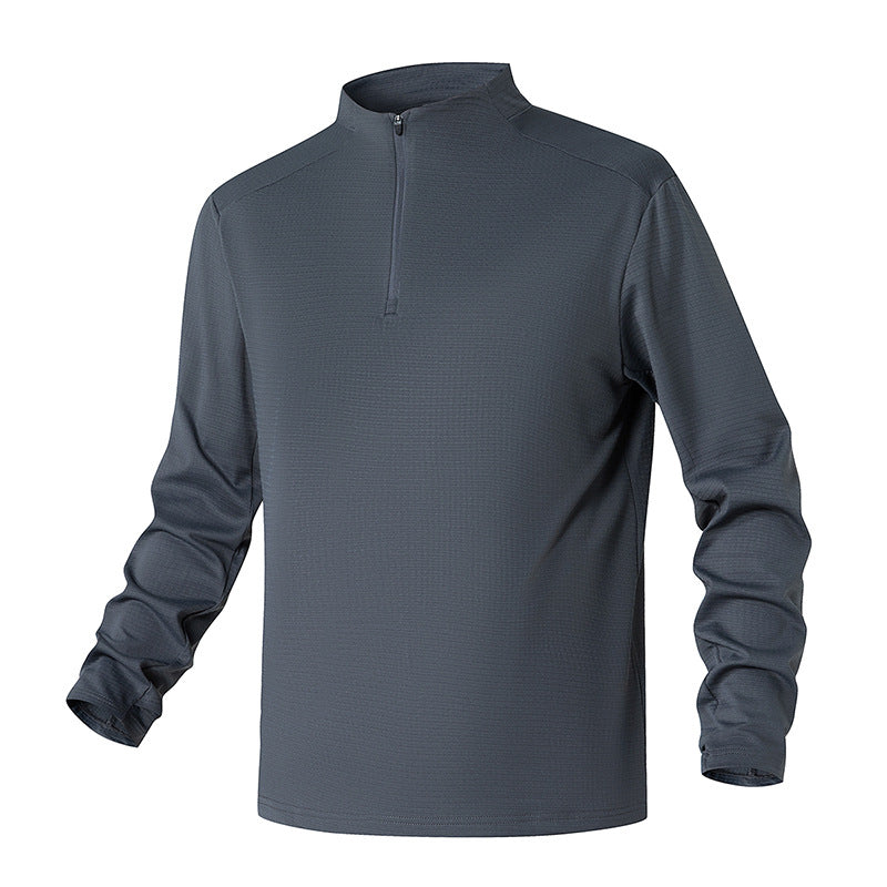 Herren Atmungsaktives Halfzip-Funktionsshirt mit Stehkragen, Waffelstruktur und schnelltrocknender Mikrofaser Drune