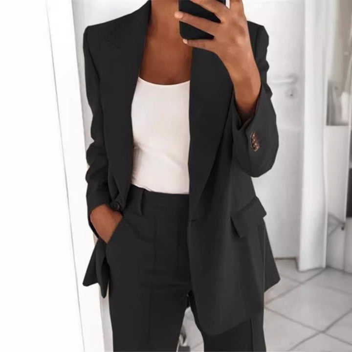 Damen nan Business-Blazer-Set mit strukturierter Oversize-Silhouette, Reverskragen und Bundfaltenhose Drune
