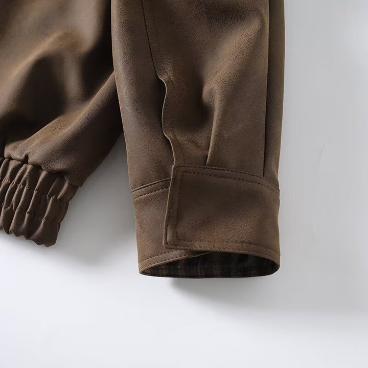 Herren Oversize Fieldjacke aus Veloursoptik mit hohem Kragen, Pattentaschen und elastischem Saum Drune