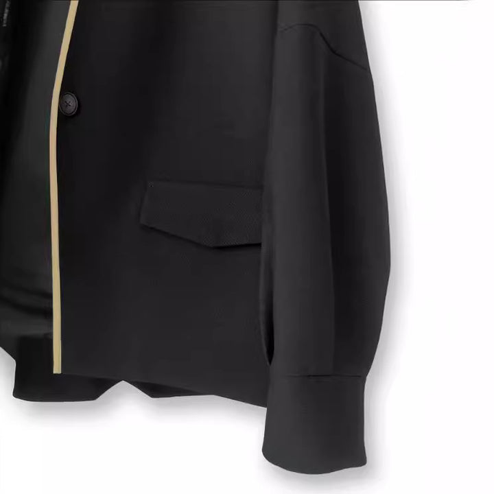 Damen Modische Blazerjacke mit eleganter Paspel Drune
