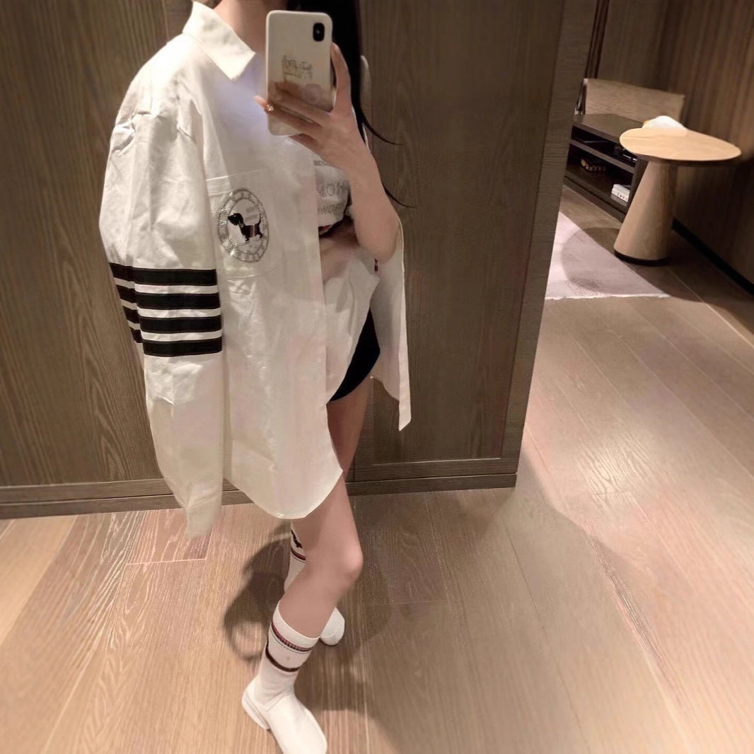 Damen Sportliche Oversized Hemden Drune