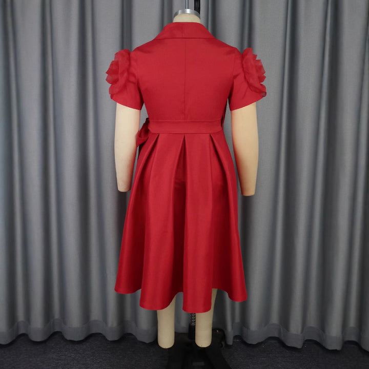 Damen Wickelkleid mit voluminösen Puffärmeln Drune