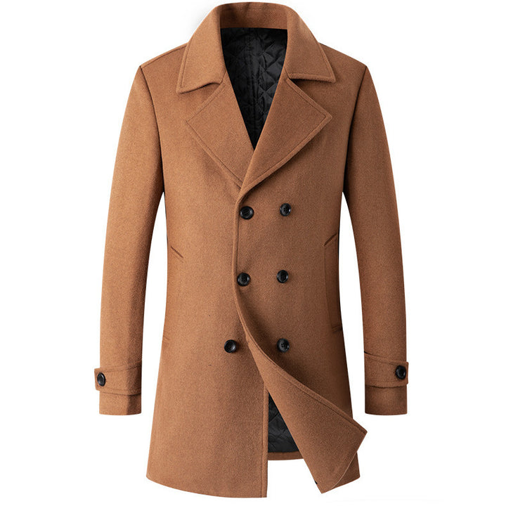 Herren eleganter Wende-Mantel mit doppelter Knopfleiste und verborgenem Gürtel Drune