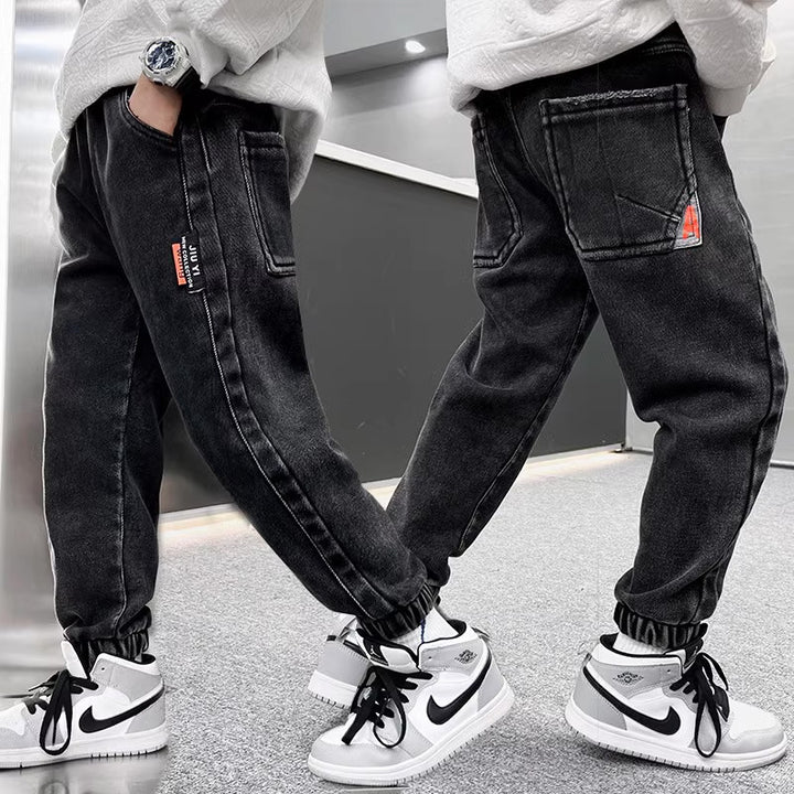 Herren lässige Fleece-Jeans mit wärmendem Innenfutter Drune