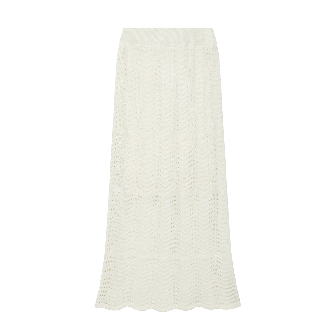 Damen Zweiteiliges gehäkeltes Strickset mit V‑Ausschnitt und Midirock Drune