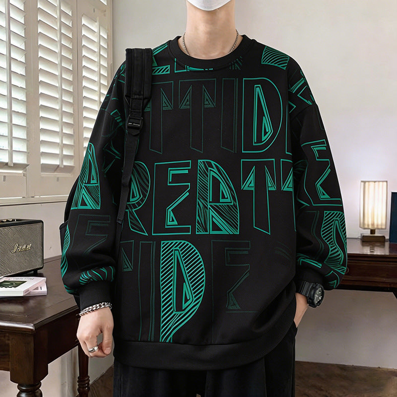 Herren Oversized-Sweatshirt mit großflächigem Lettering-Print und geripptem Saum Drune