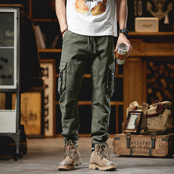 Herren Taktische Utility-Cargo-Hose mit verstärkten Kniepatches, Multifunktionstaschen und Kordelbund Drune