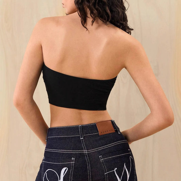 Damen Bandeau-Top mit kreativem Schriftzug Drune