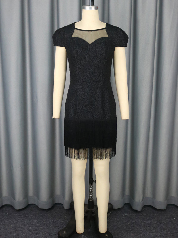 Damen Kleid mit elegantem Fransen-Saum und floralem Muster Drune