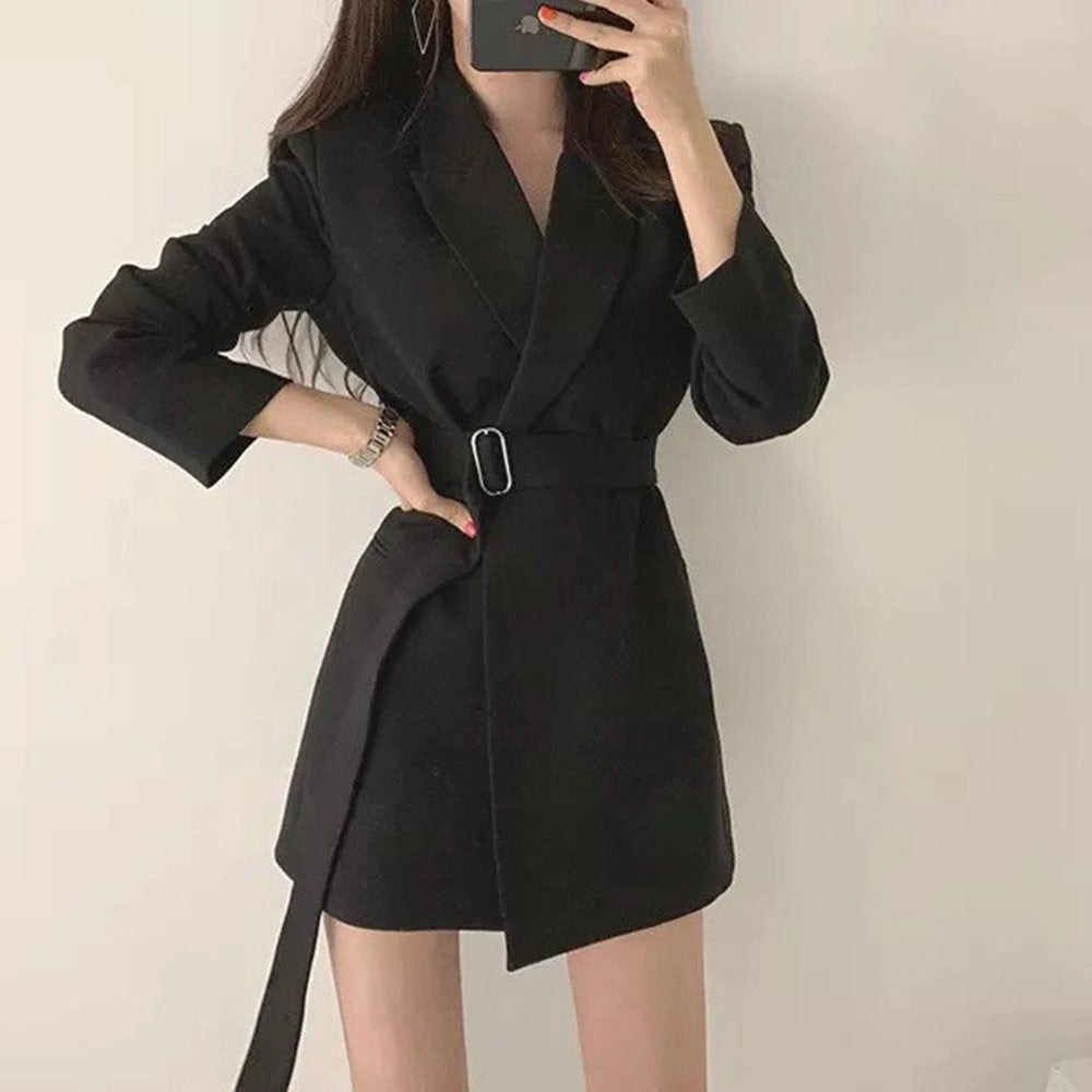 Damen Eleganter Blazer mit Taillengürtel Drune