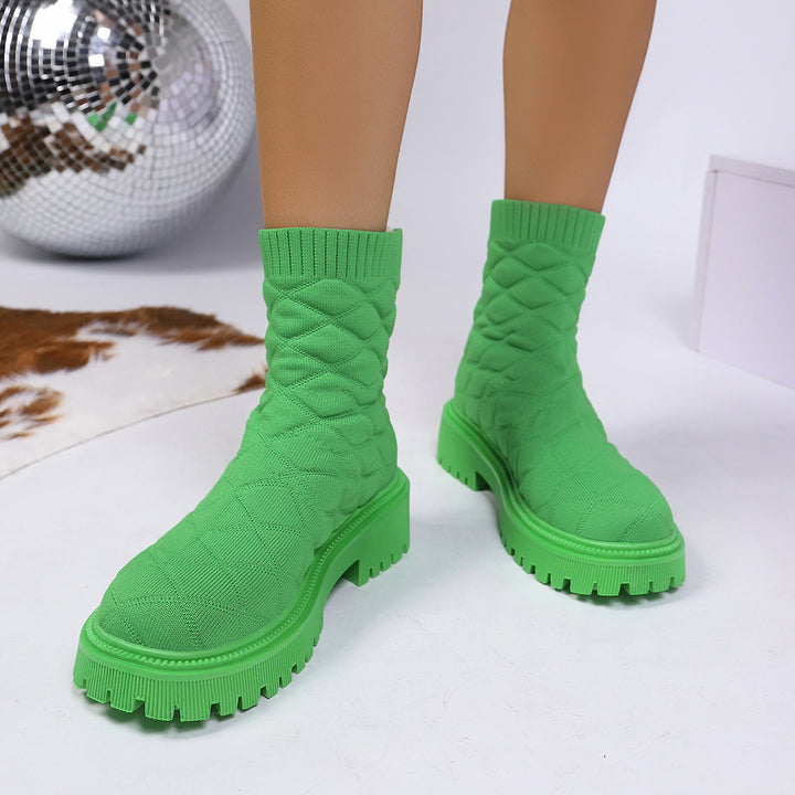 Damen Modische und bequeme gestrickte Stiefel Drune