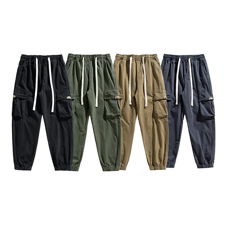 Herren Cargo-Jogger im Military-Style aus Baumwoll-Twill mit Tunnelzugbund und Mehrfachklappentaschen Drune
