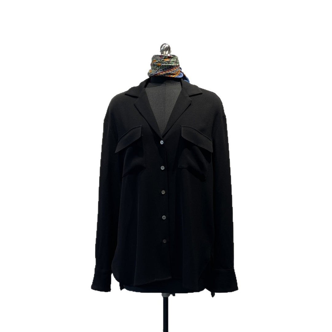 Damen Oversized Taschen Knopf-Up Hemd Drune
