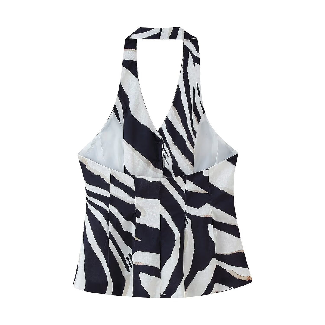 Damen weite Palazzo-Hose mit Zebra-Print Drune