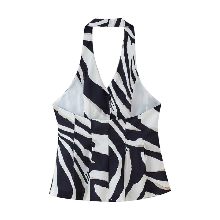 Damen weite Palazzo-Hose mit Zebra-Print Drune