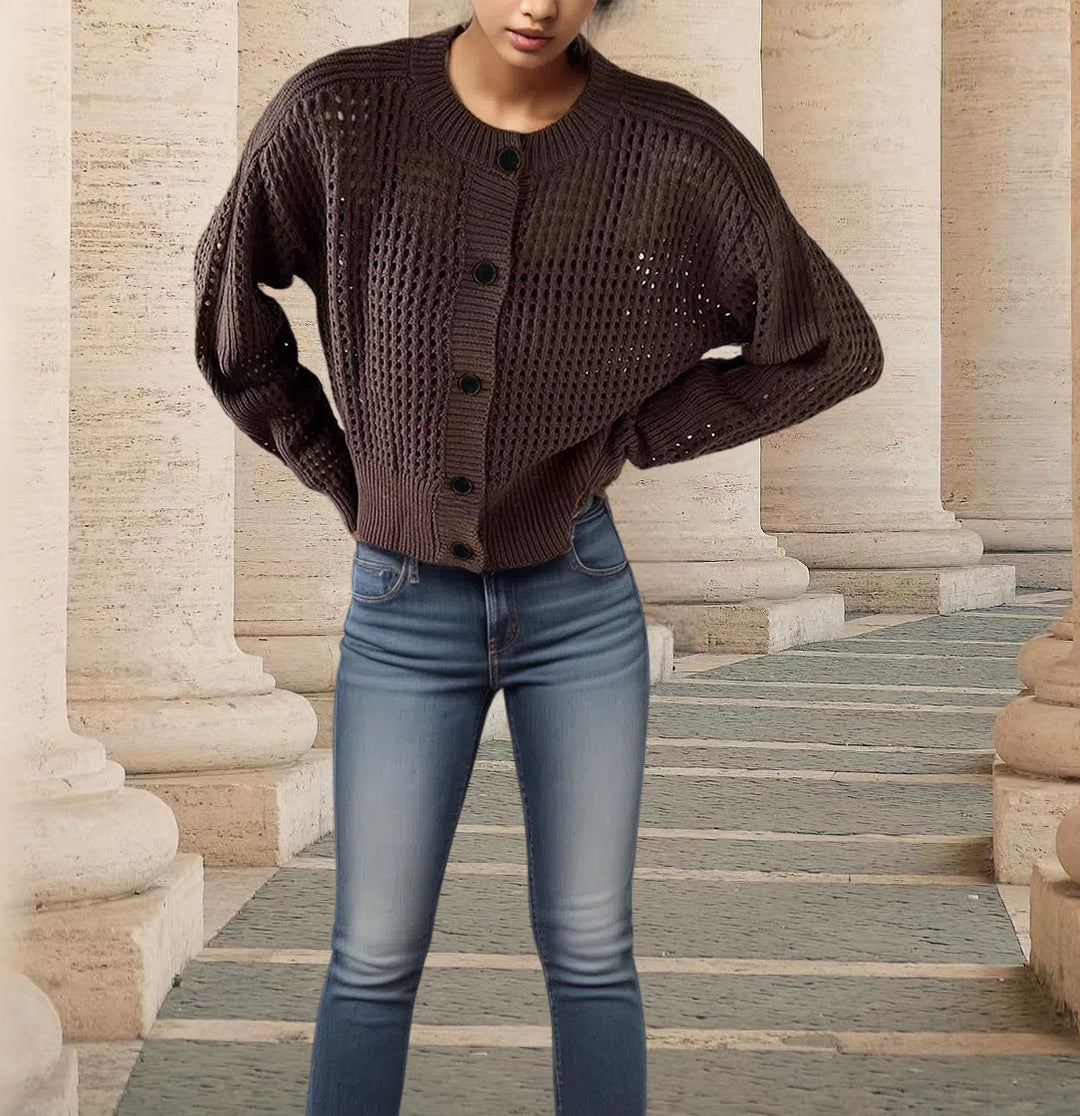 Damen luftiger Strick-Cardigan mit einzigartiger Maschenstruktur Drune