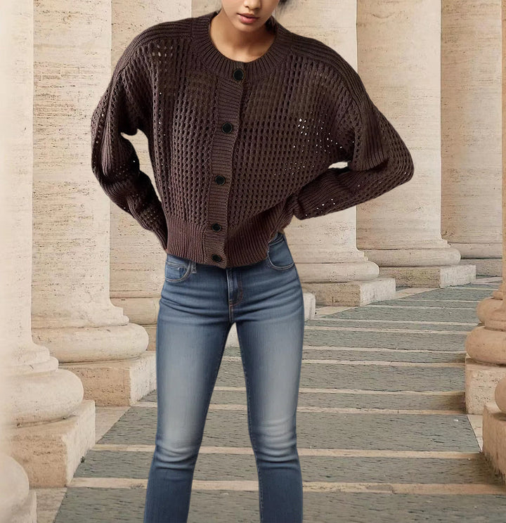 Damen luftiger Strick-Cardigan mit einzigartiger Maschenstruktur Drune