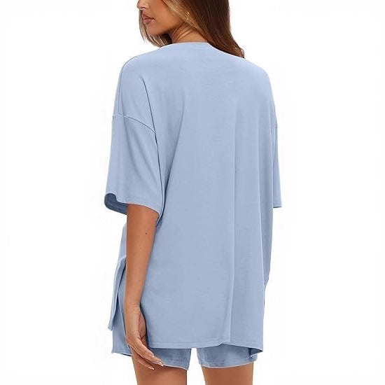 Damen Oversize T-Shirt mit lässigem Schnitt und seitlichen Schlitzen Drune