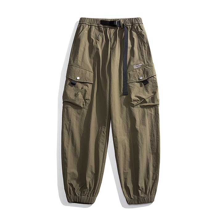 Unisex Lockere Nylon-Cargohose mit elastischem Bund und Knöchelbündchen Drune