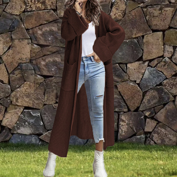Damen Langstrickjacke mit großzügigen Taschen und elegantem offenem Design Drune