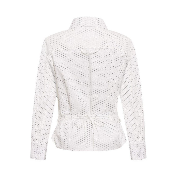 Damen Figurnahes Langarm-Blusenhemd mit Polka-Dot‑Muster und taillierten Abnähern Drune