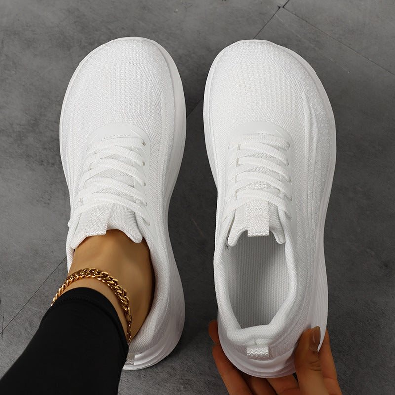 Damen Atmungsaktive Strick-Schnürsneaker mit ergonomischer Wedge-Dämpfung Drune