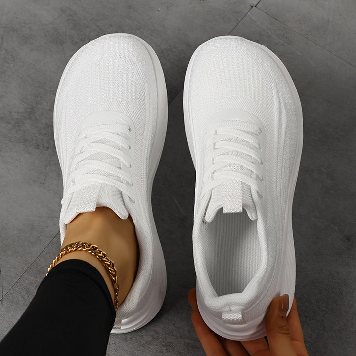 Damen Atmungsaktive Strick-Schnürsneaker mit ergonomischer Wedge-Dämpfung Drune