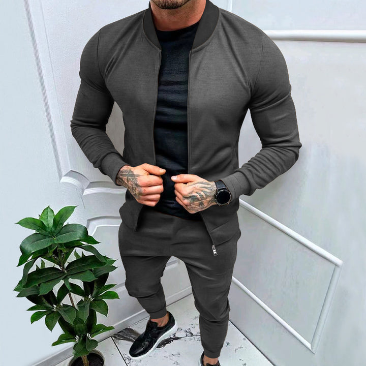 Herren nan sportlicher Freizeit-Trainingsanzug mit taillierter Bomberjacke und konisch zulaufender Jogginghose aus elastischer Baumwollmischung Drune