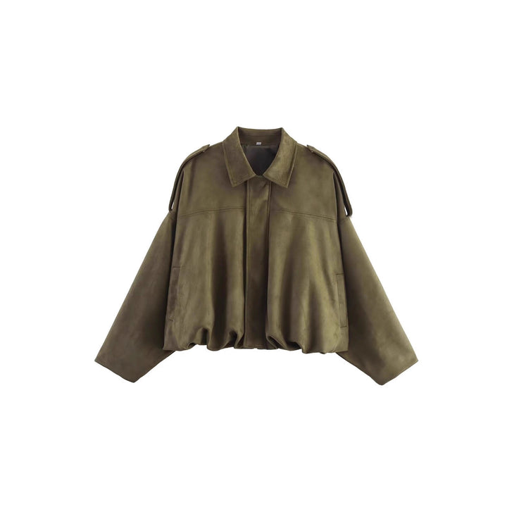 Damen Oversize-Cropped Jacke mit Balloon-Saum und Schulter-Cutouts Drune
