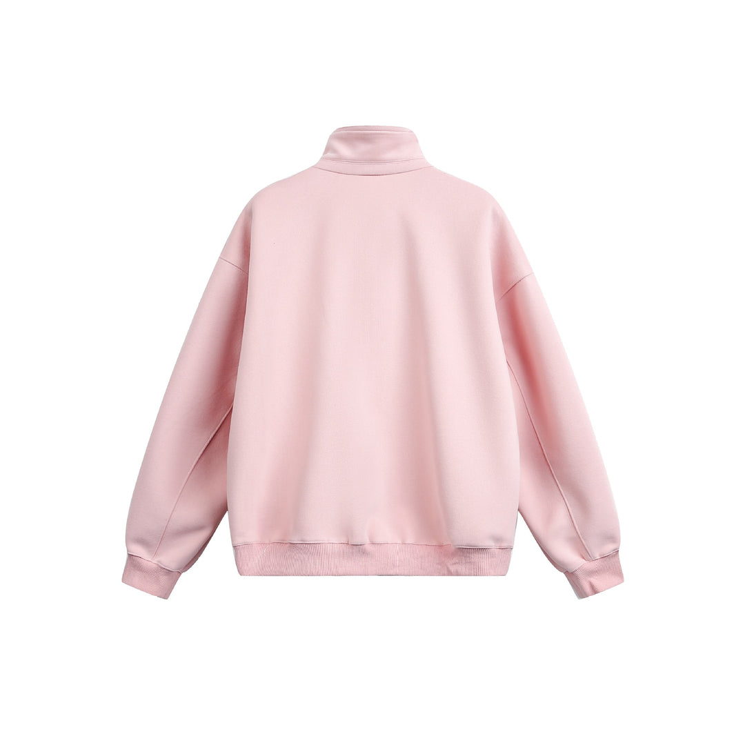 Damen Oversize Sweatshirt mit halbem Reißverschluss und Stehkragen Drune