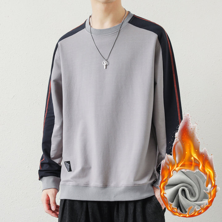 Herren Oversize-Sweatshirt mit kontrastierenden Ärmeln, Flachnaht-Details und Rippbündchen Drune