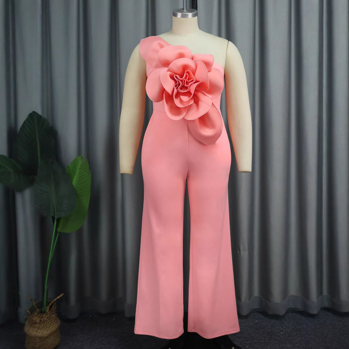 Damen Eleganter Jumpsuit mit floralem Schulterdetail Drune
