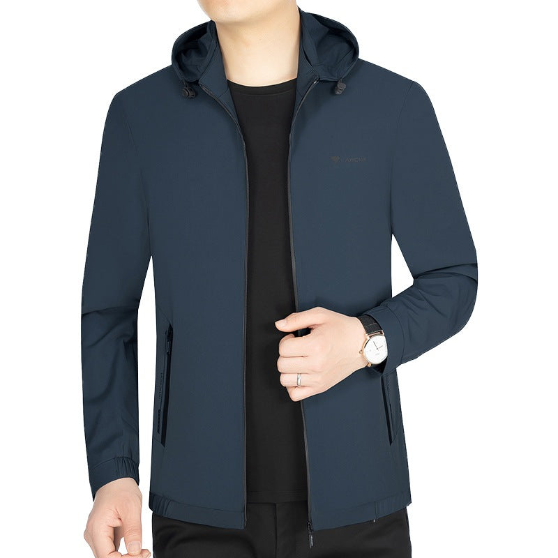 Herren Leichte Softshell-Funktionsjacke mit Kapuze wasserabweisend atmungsaktiv Drune