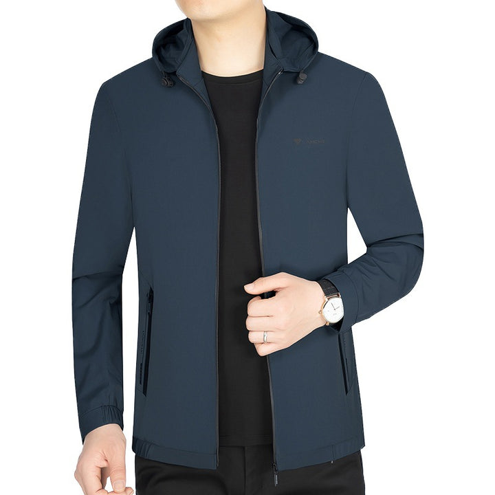 Herren Leichte Softshell-Funktionsjacke mit Kapuze wasserabweisend atmungsaktiv Drune