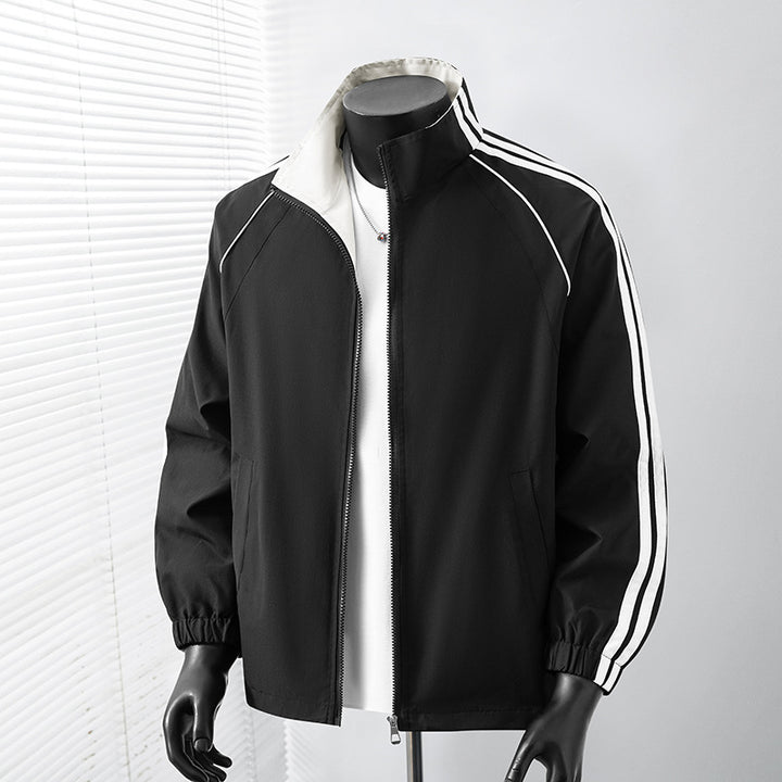 Herren Leichte Track‑Blousonjacke mit Stehkragen und Kontraststreifen Drune