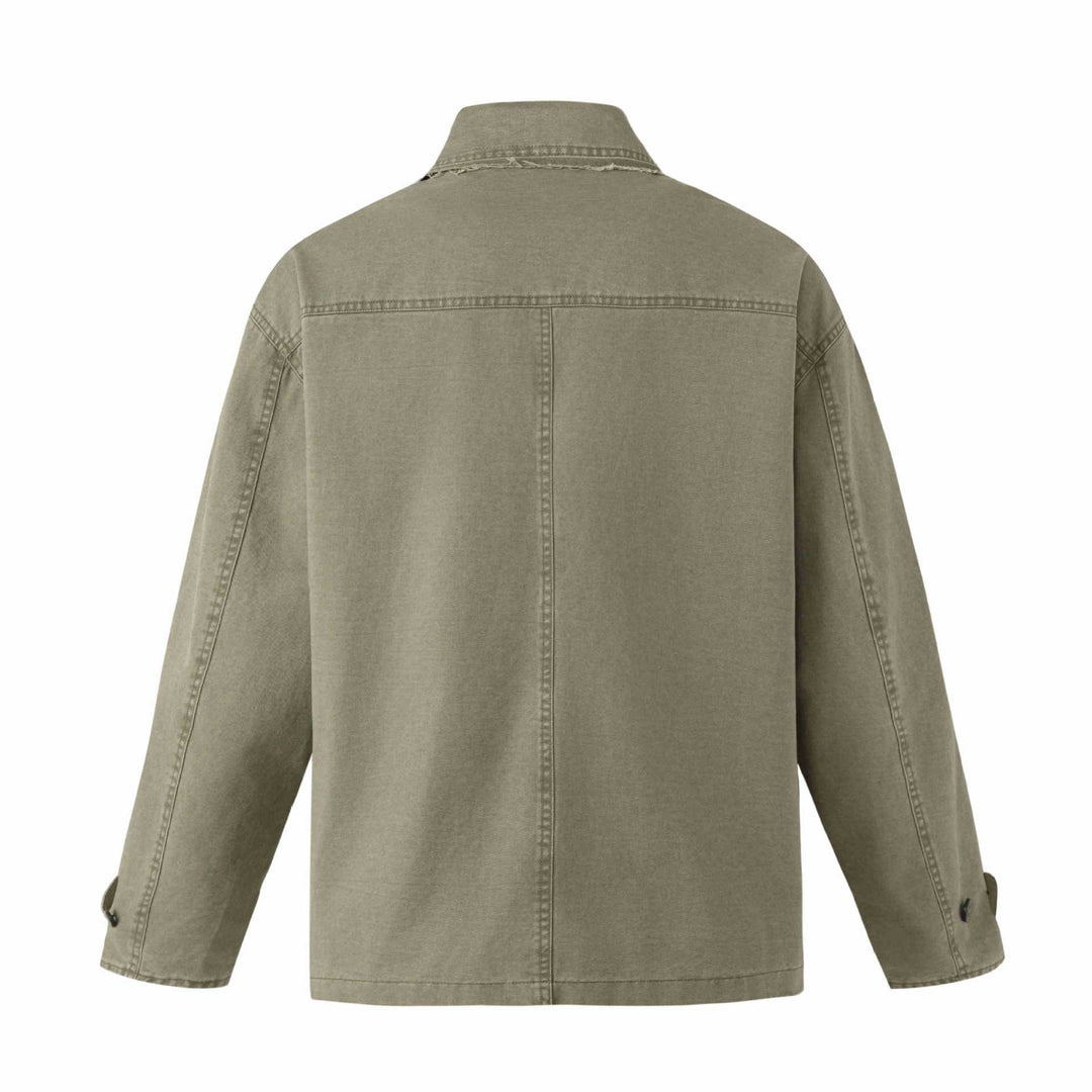 Unisex Robuste Canvas-Workwear‑Blouson mit doppelter Knopfreihe, aufgesetzten Fronttaschen und verstärkten Ärmeln Drune