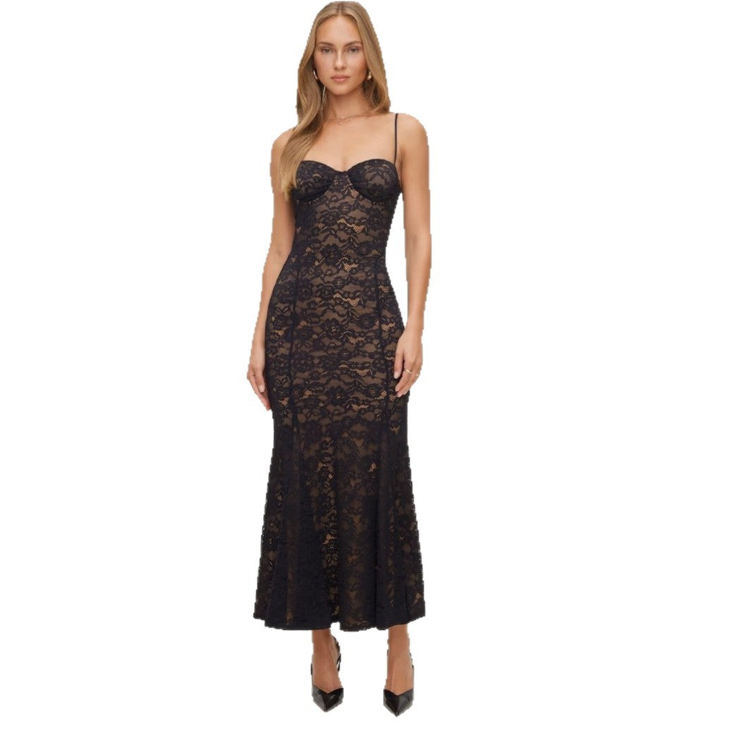 Damen Spitzenkleid mit sanften Konturen und trägerlosem Design Drune