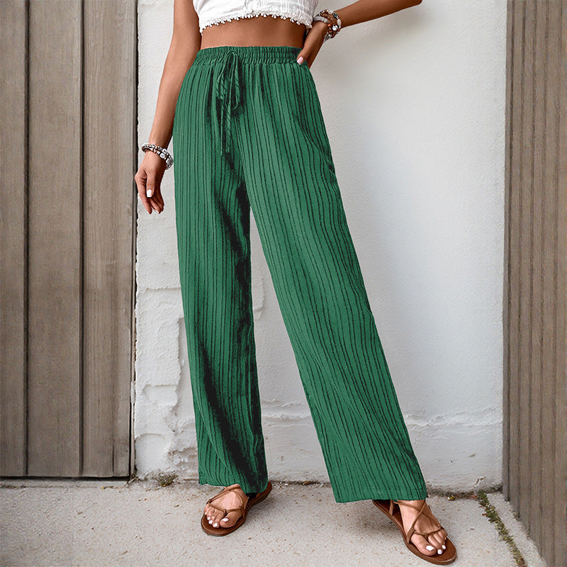 Damen Weite Sommerhose aus leichtem Crinkle‑Stoff mit elastischem Bund und Tunnelzug Drune