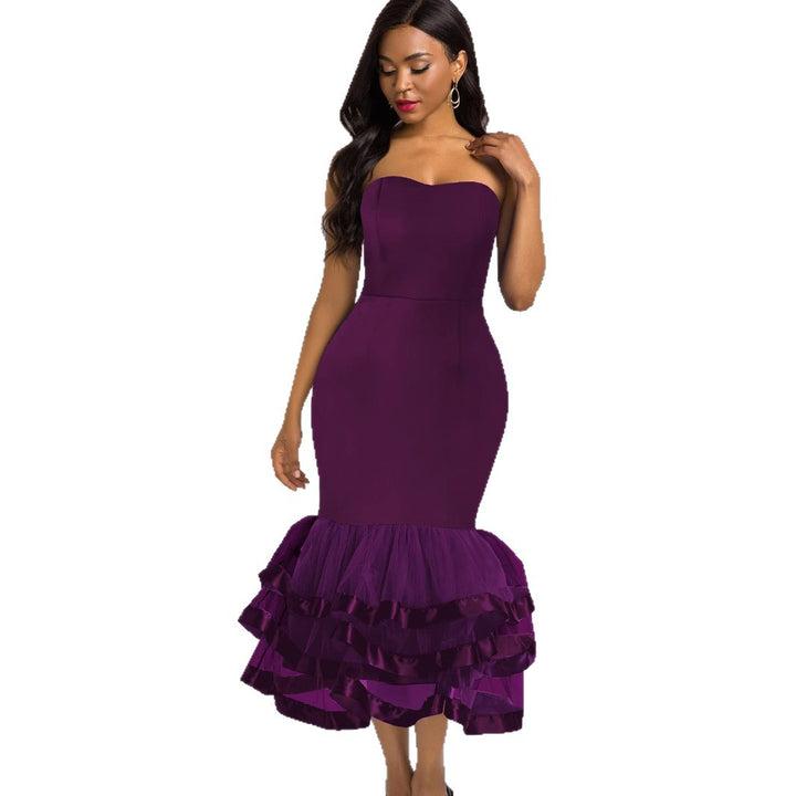 Damen Strapless Kleid mit voluminösem Rüschenrock Drune
