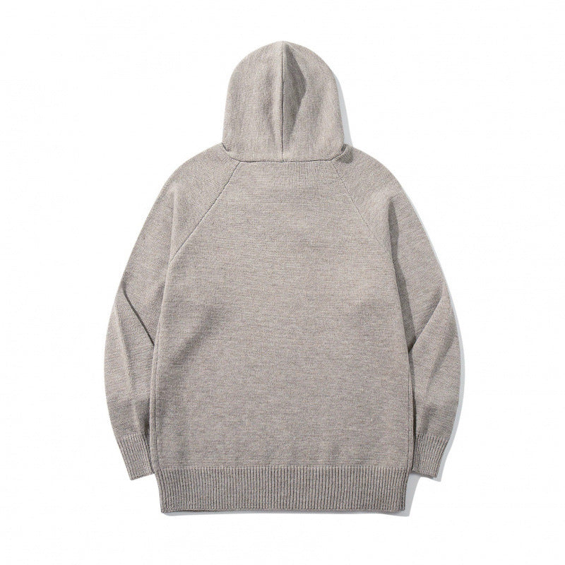 Unisex Oversize Strickkapuzenpullover mit Raglanärmeln und Rippbündchen Drune