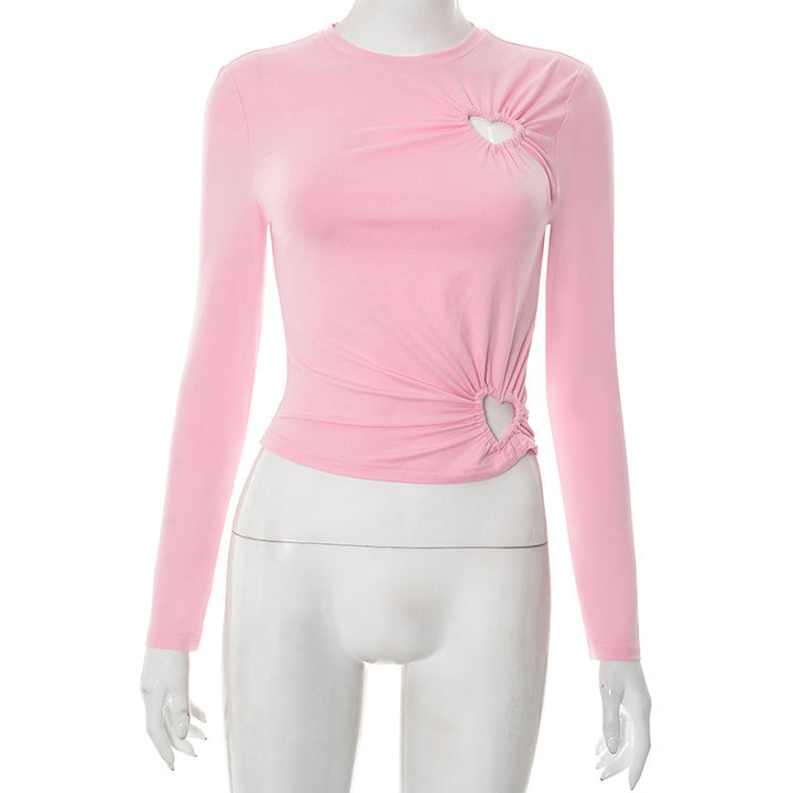 Damen Crop-Top mit herzförmigen Cut-outs und modischem Raffungselement Drune