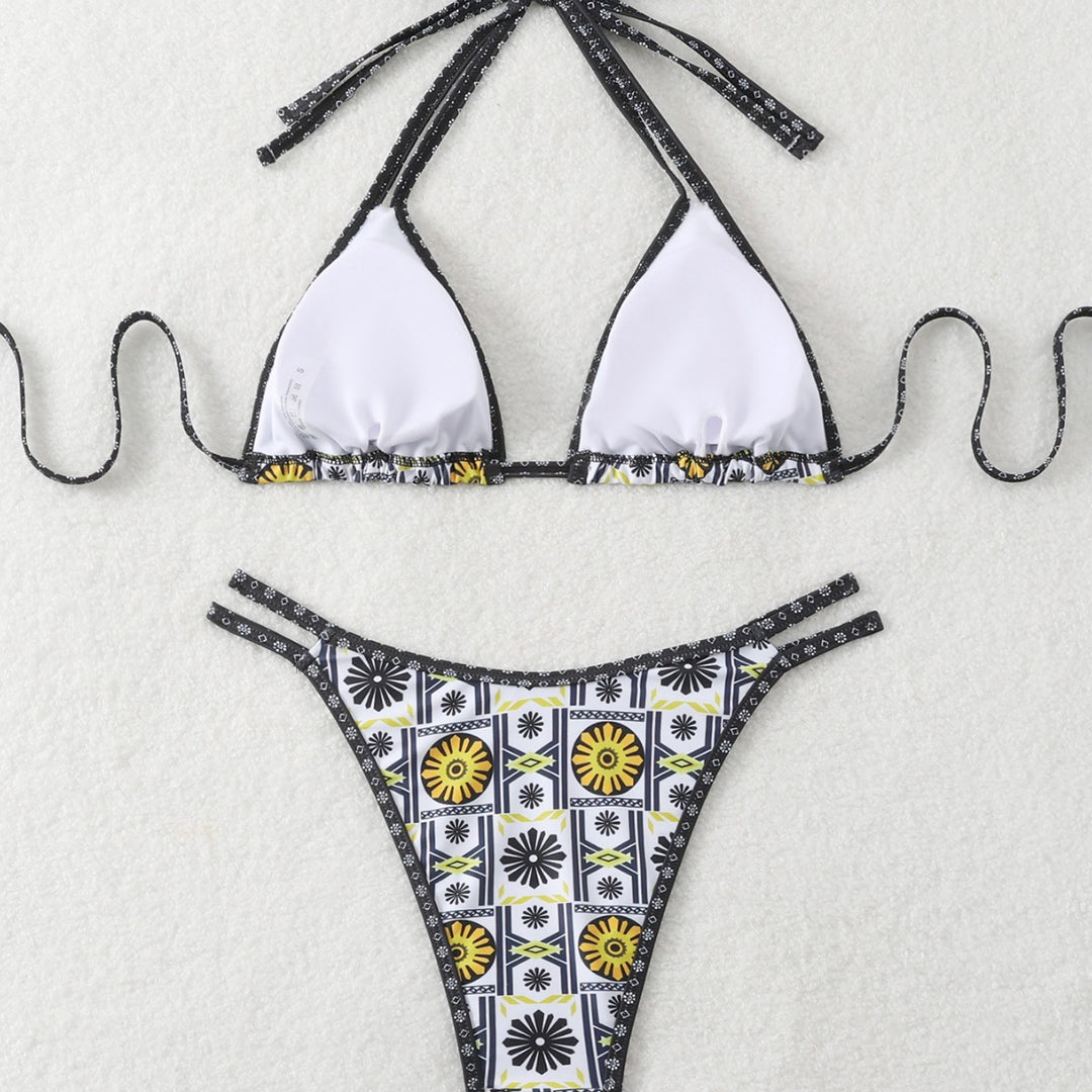 Damen Triangel-Bikini mit modernem geometrischem Muster Drune