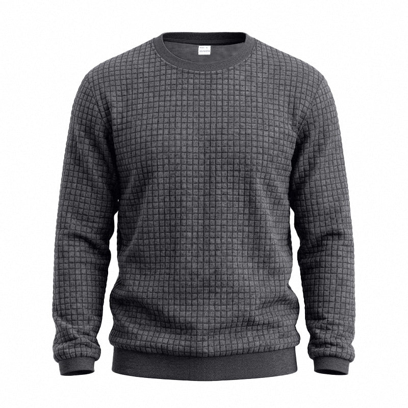 Herren Strukturiertes Rundhals-Sweatshirt mit Waffelstruktur und Rippbündchen Drune
