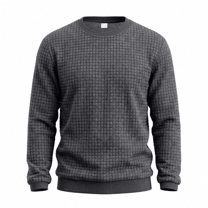 Herren Strukturiertes Rundhals-Sweatshirt mit Waffelstruktur und Rippbündchen Drune