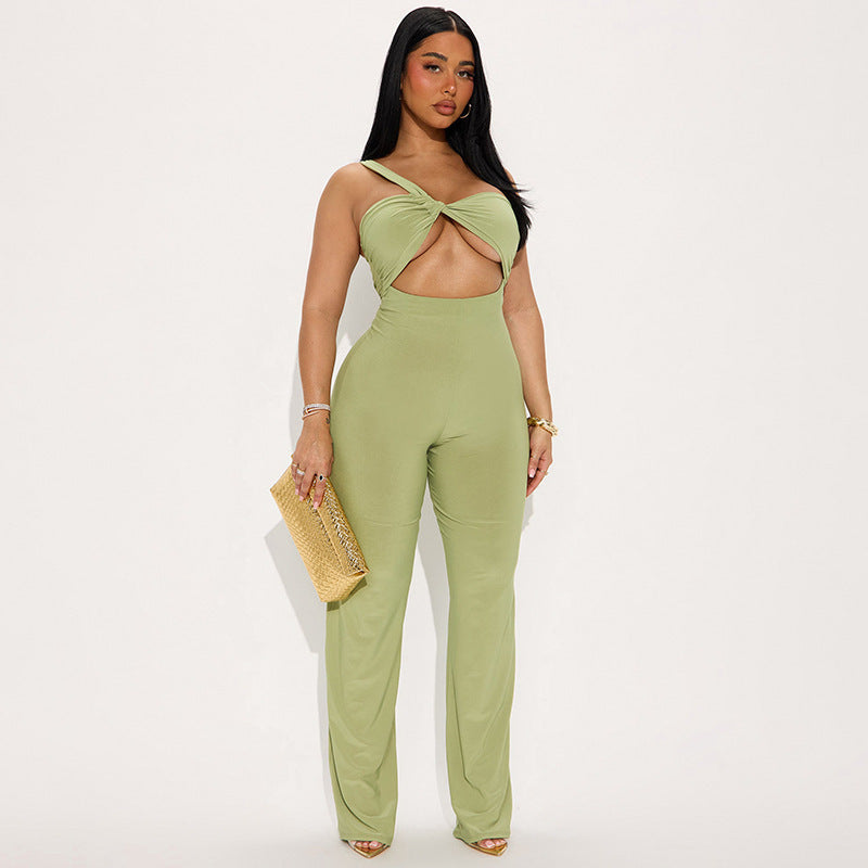Damen eleganter Jumpsuit mit raffiniertem Twist-Design Drune