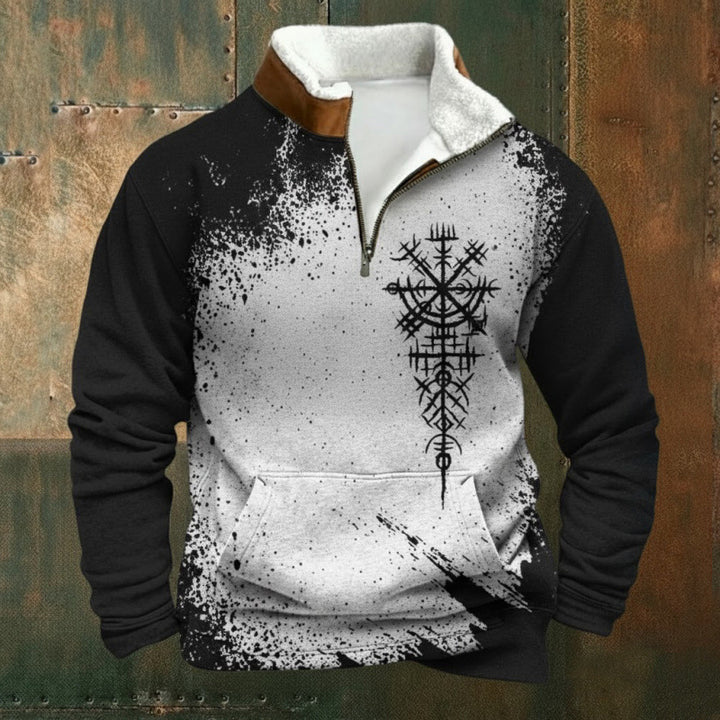 Herren Urbaner Fleece Pullover mit Baum-Motiv Drune