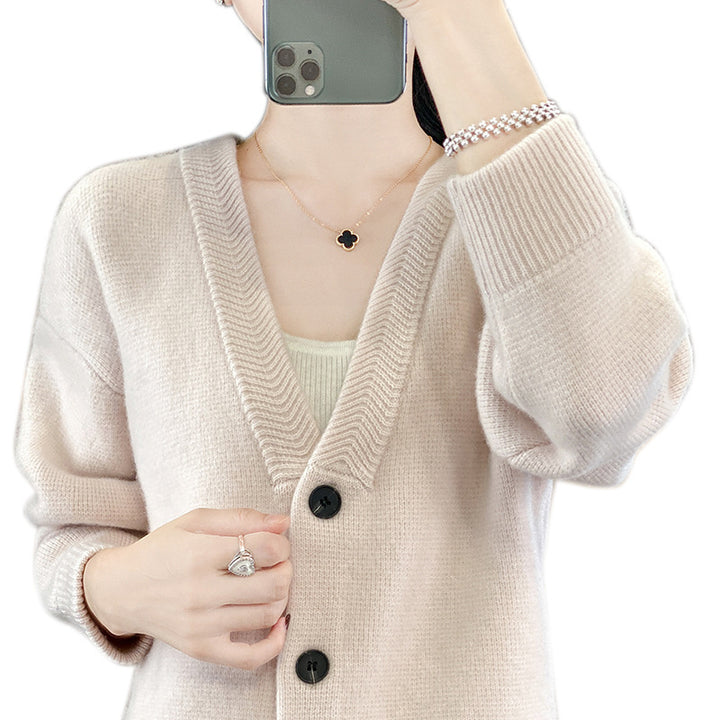 Damen Weicher Boxy-Longcardigan mit tiefem V-Ausschnitt und feiner Rippkante Drune