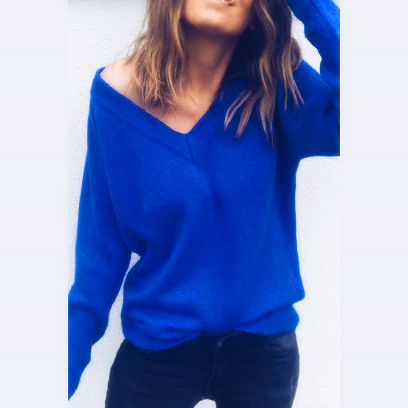 Damen Pullover mit V-Ausschnitt und lässigem Schnitt Drune