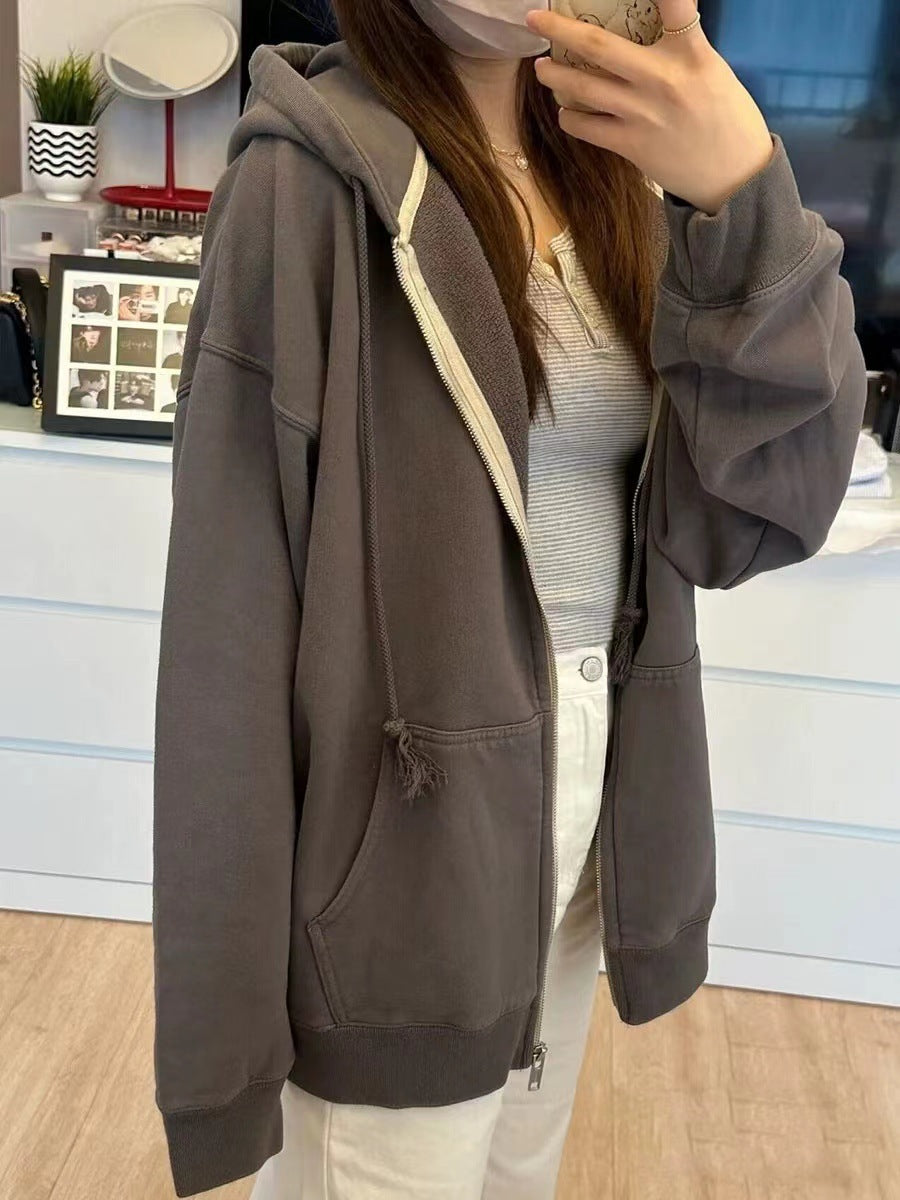 Damen lässige Fleecejacke mit hohen Kragen und praktischen Reißverschlusstaschen Drune
